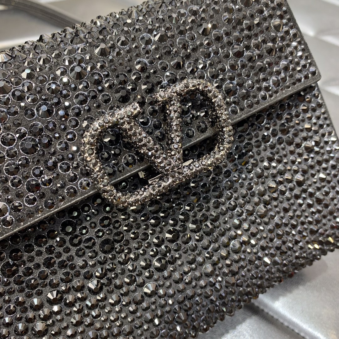 Valentino Garavani Vsling Mini Handbag Entirely Covered in Black Rhinestones 